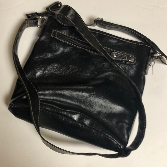 Franco Sarto black leather crossbody messenger - Picture 3 of 5